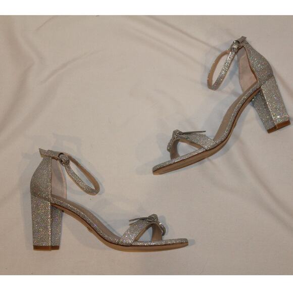 NEW STUART WEITZMAN WOMEN'S CRYSTAL SILVER BOW‎ SANDALS SZ 9.5 - Picture 8 of 8